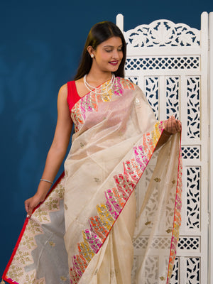 By Kota Doria Saree With Traditional Wear