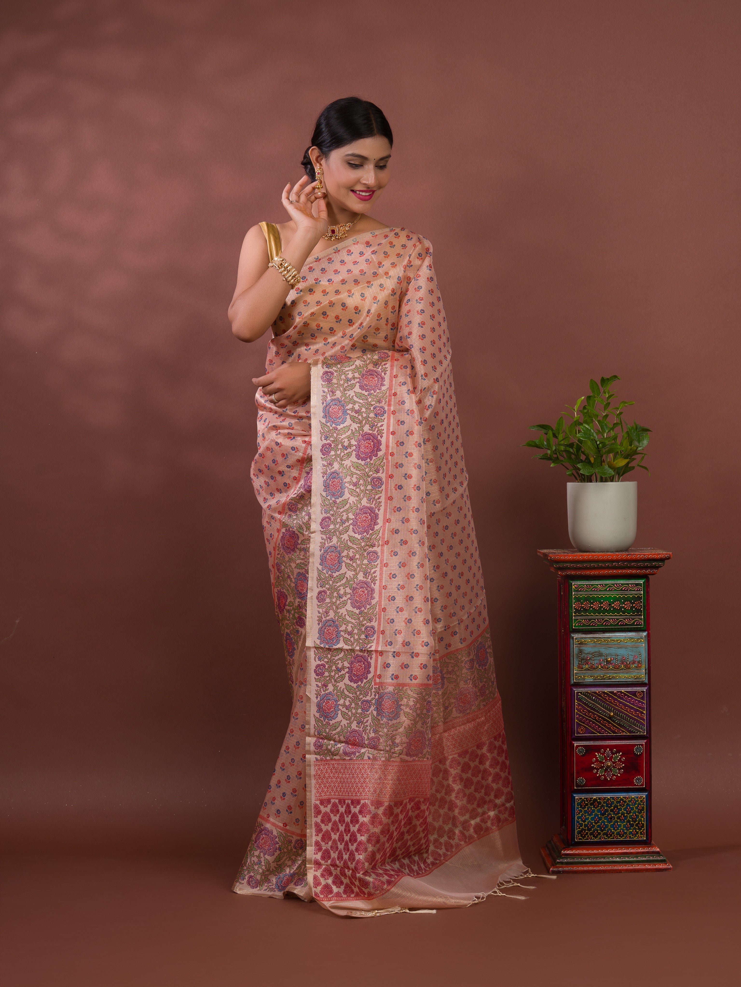 Cotton silk Printed Style Casual Wear Saree under 1500