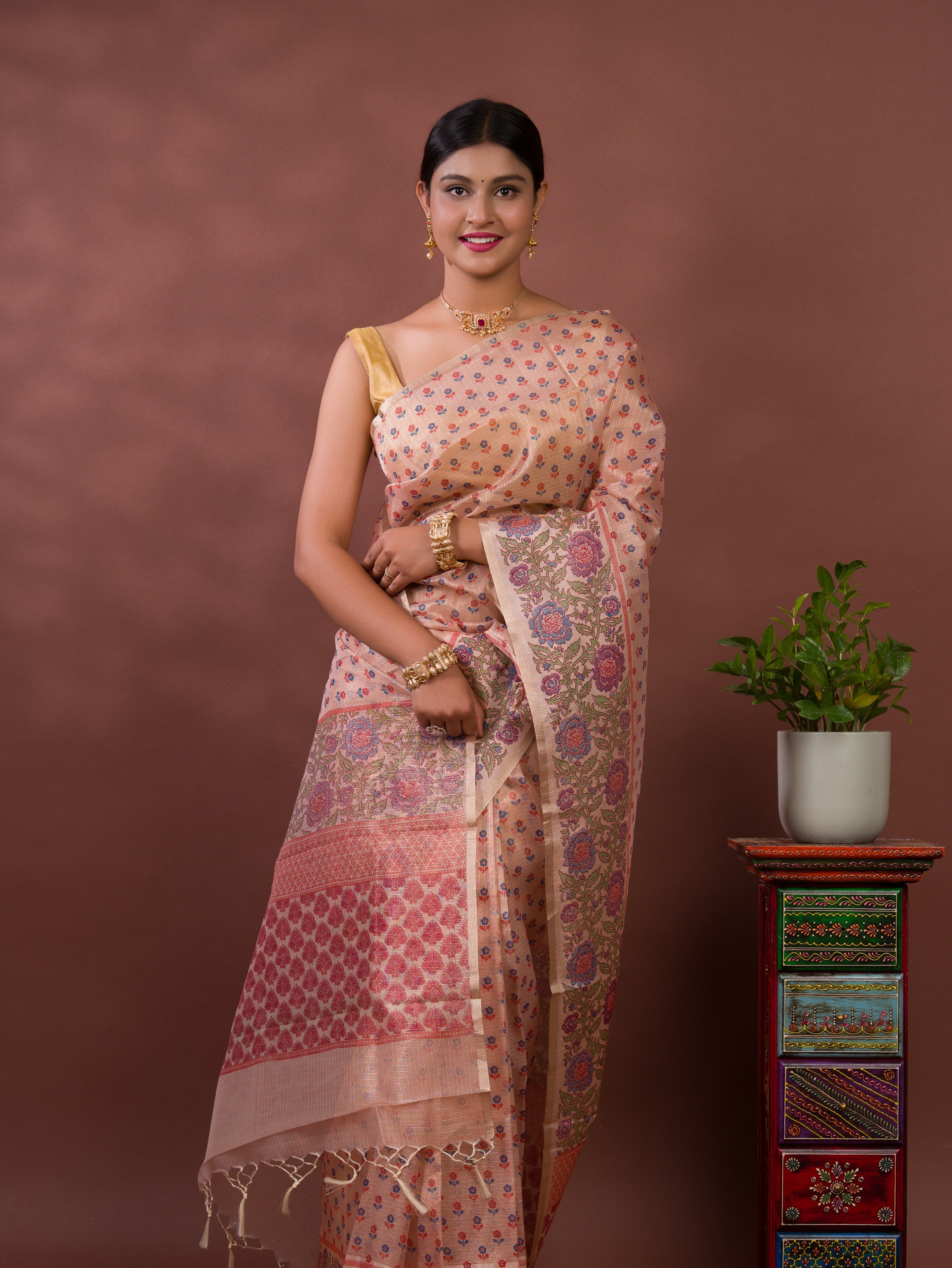 Tanmira New Cotton silk Printed Style Casual Wear Saree KB