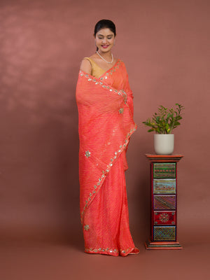 Leheriya Style With Gotapatti Work Saree uner 2000