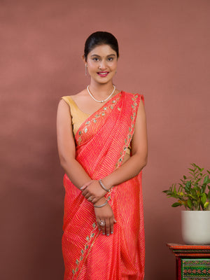 Leheriya Style With Gotapatti Work Saree uner 2000