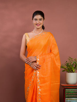 Leheriya Style With Gotapatti Work Saree uner 2000