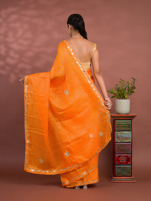Leheriya Style With Gotapatti Work Saree uner 2000