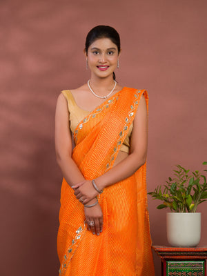 Leheriya Style With Gotapatti Work Saree uner 2000