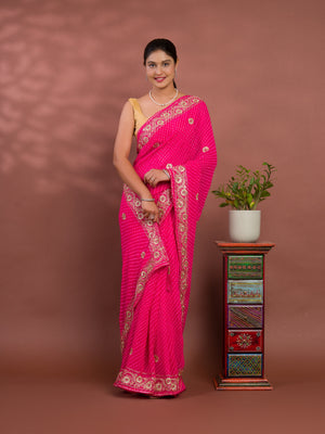 By Latest Leheriya Style With Cutdana Embroidery Work