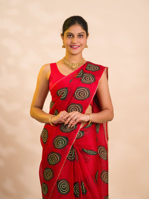 By New Kota dariya Bandhani Style with Bijiya Border work Saree