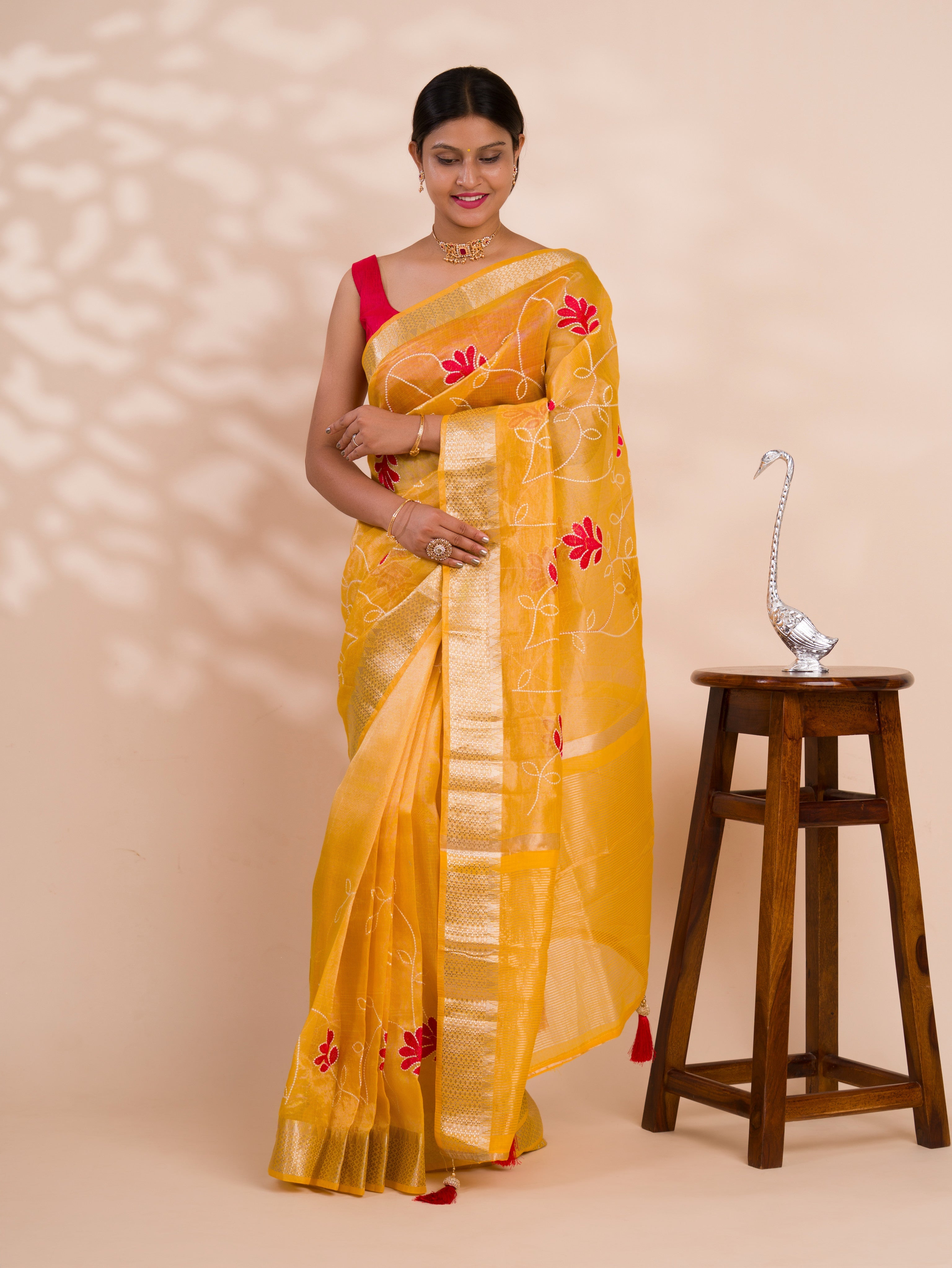 Tanmira Pure Kota doriya Kashida Embroidery work Saree SWA