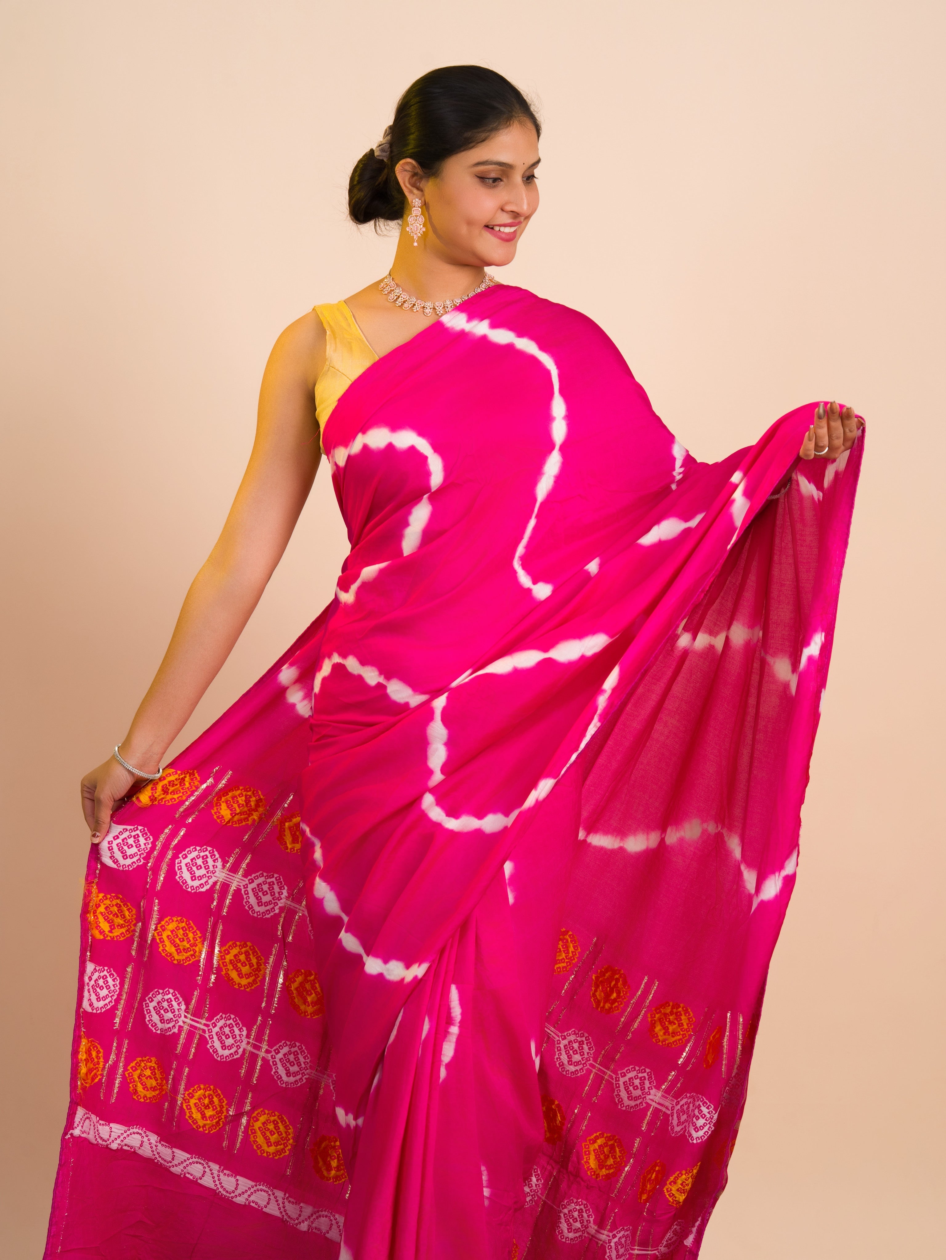Tanmira New Festive Elegance Modal Silk Bandhani Saree with Classic Gharchola Touch ASH