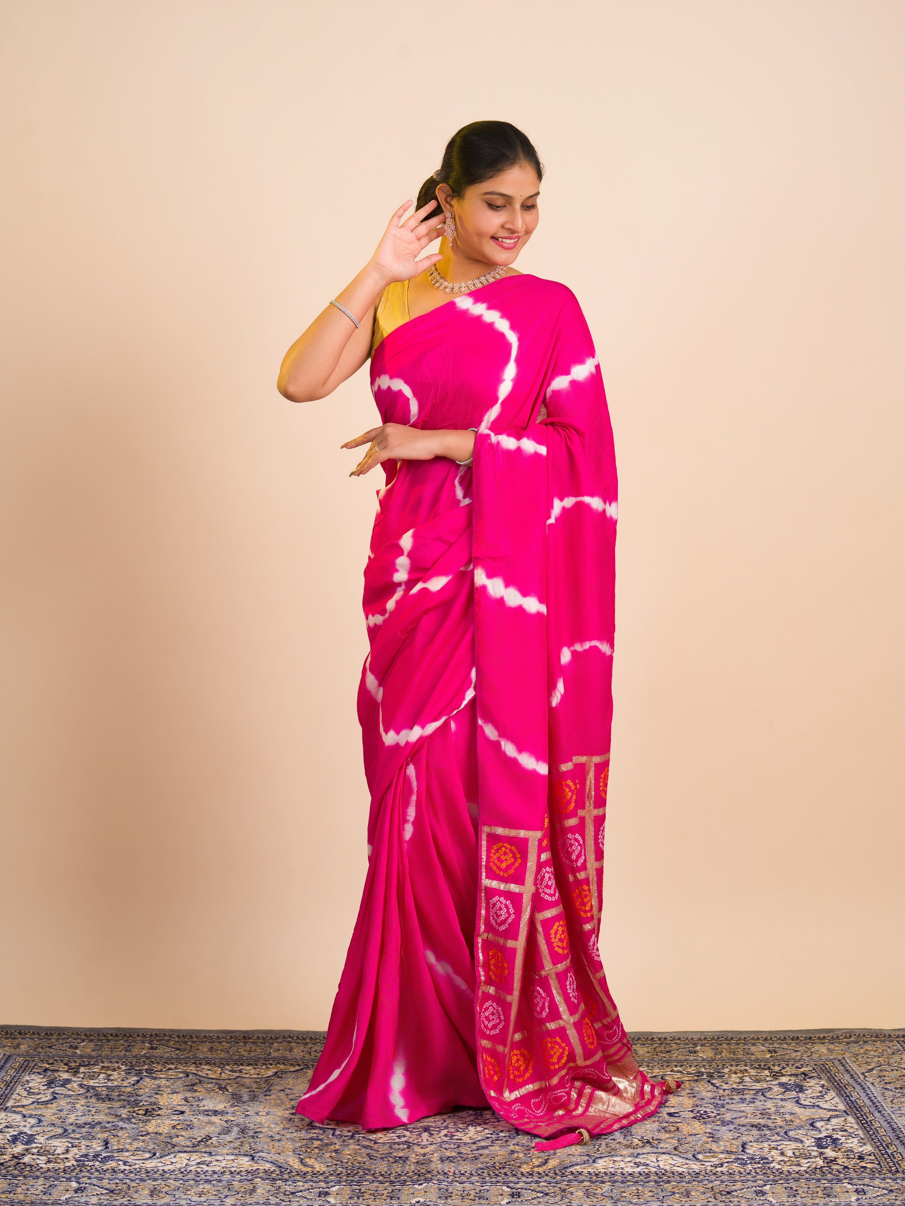 Tanmira New Festive Elegance Modal Silk Bandhani Saree with Classic Gharchola Touch ASH