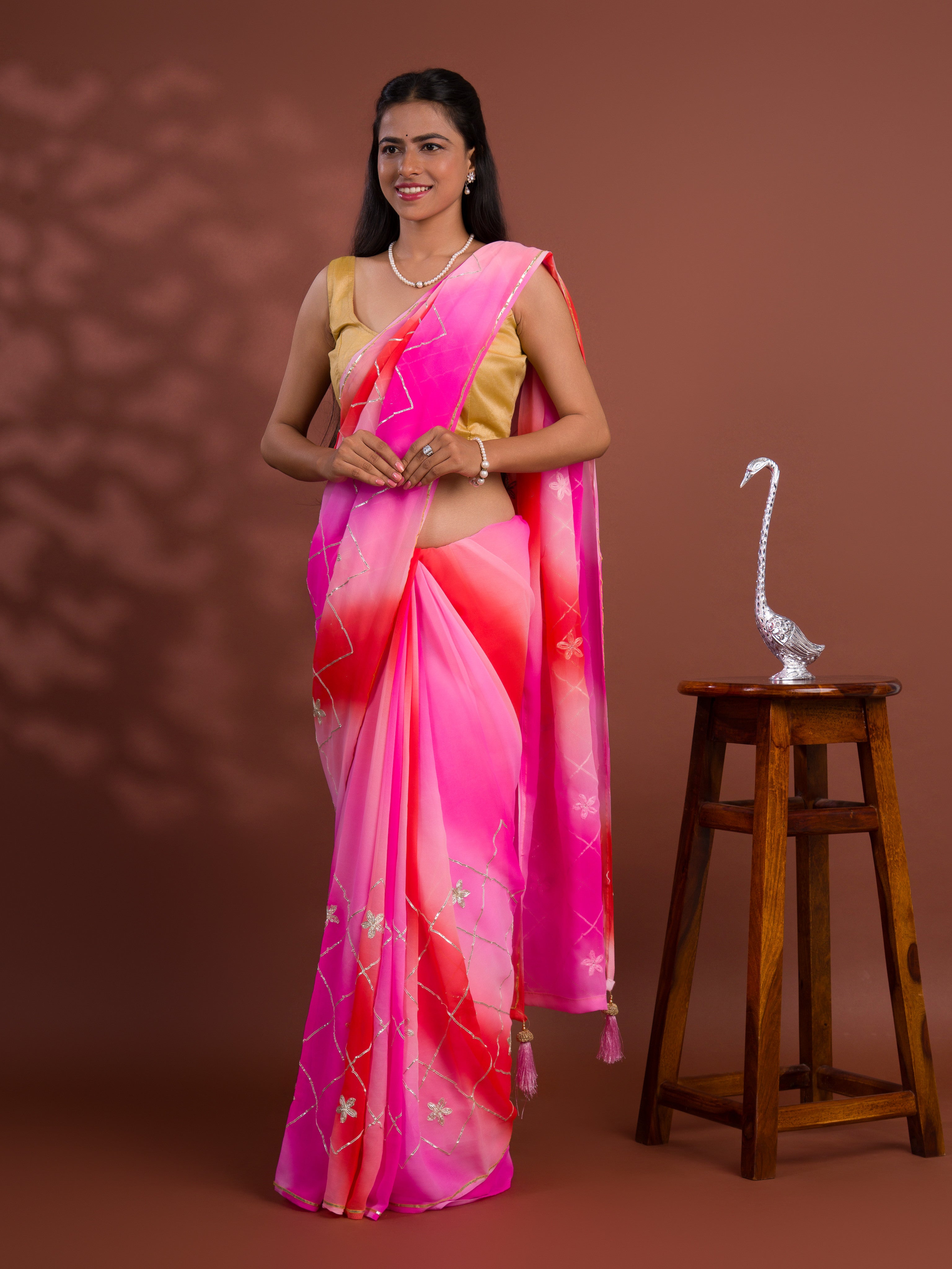 Tanmira New Special Georgette Multi Colour Gota Patti Work Saree SWA