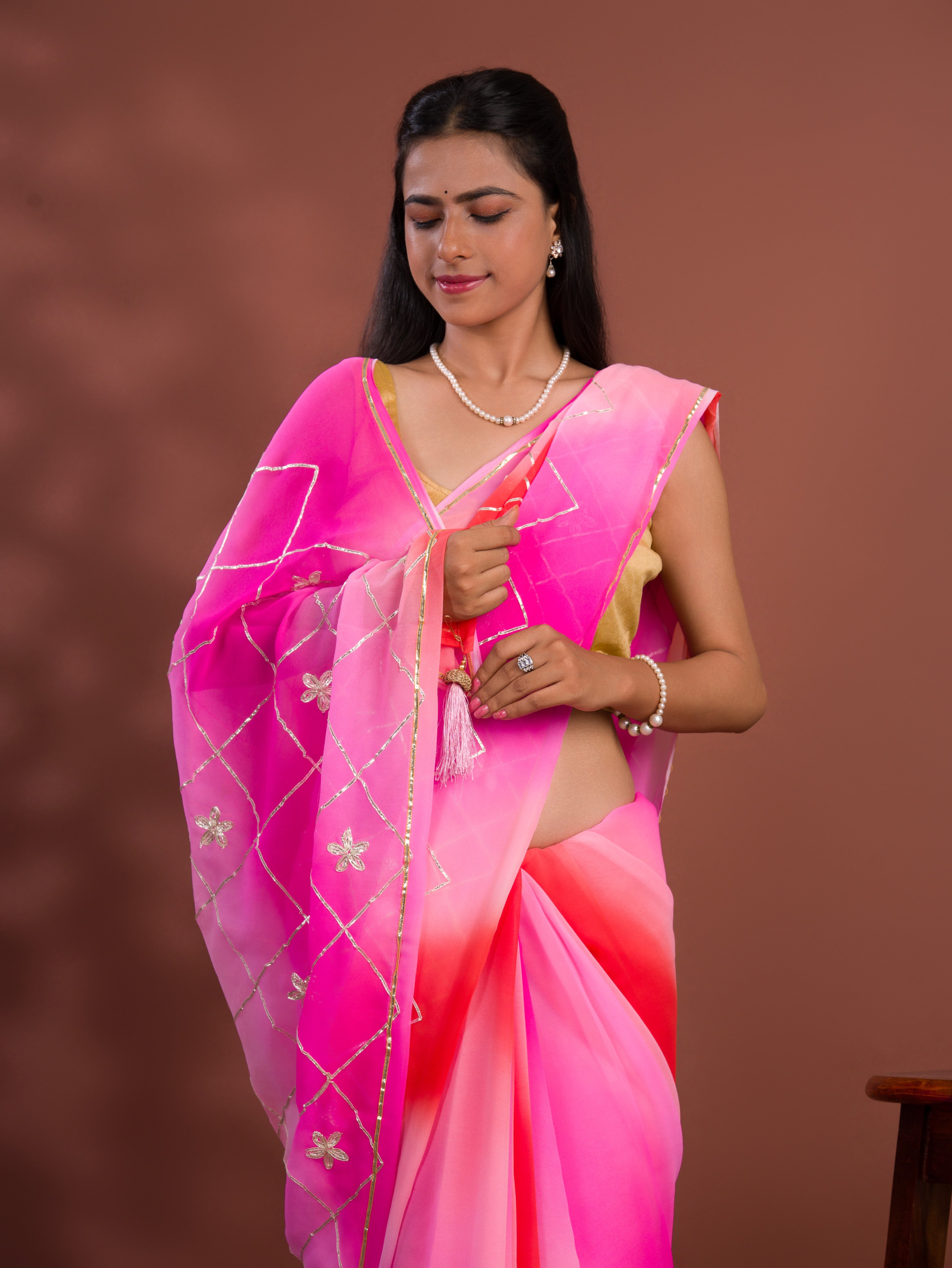 Tanmira New Special Georgette Multi Colour Gota Patti Work Saree SWA