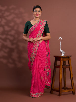 Leheriyrea style saree with embroidery work