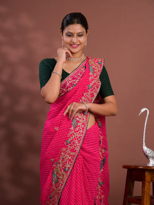 Leheriyrea style saree with embroidery work
