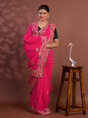 Leheriyrea style saree with embroidery work