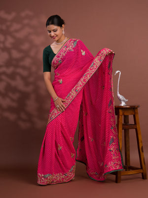 Leheriyrea style saree with embroidery work