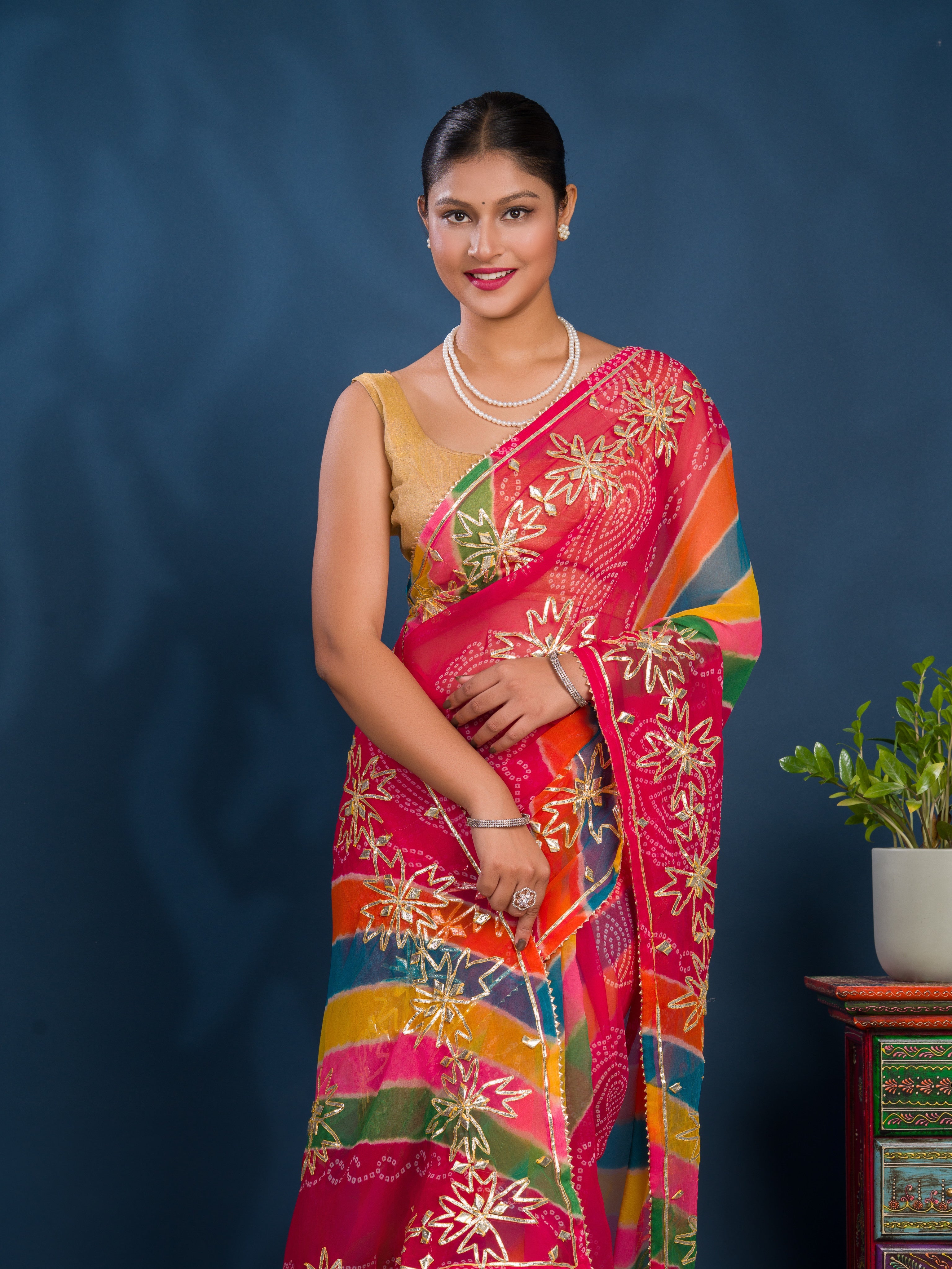 By Bandhani Saree With Festive Wear