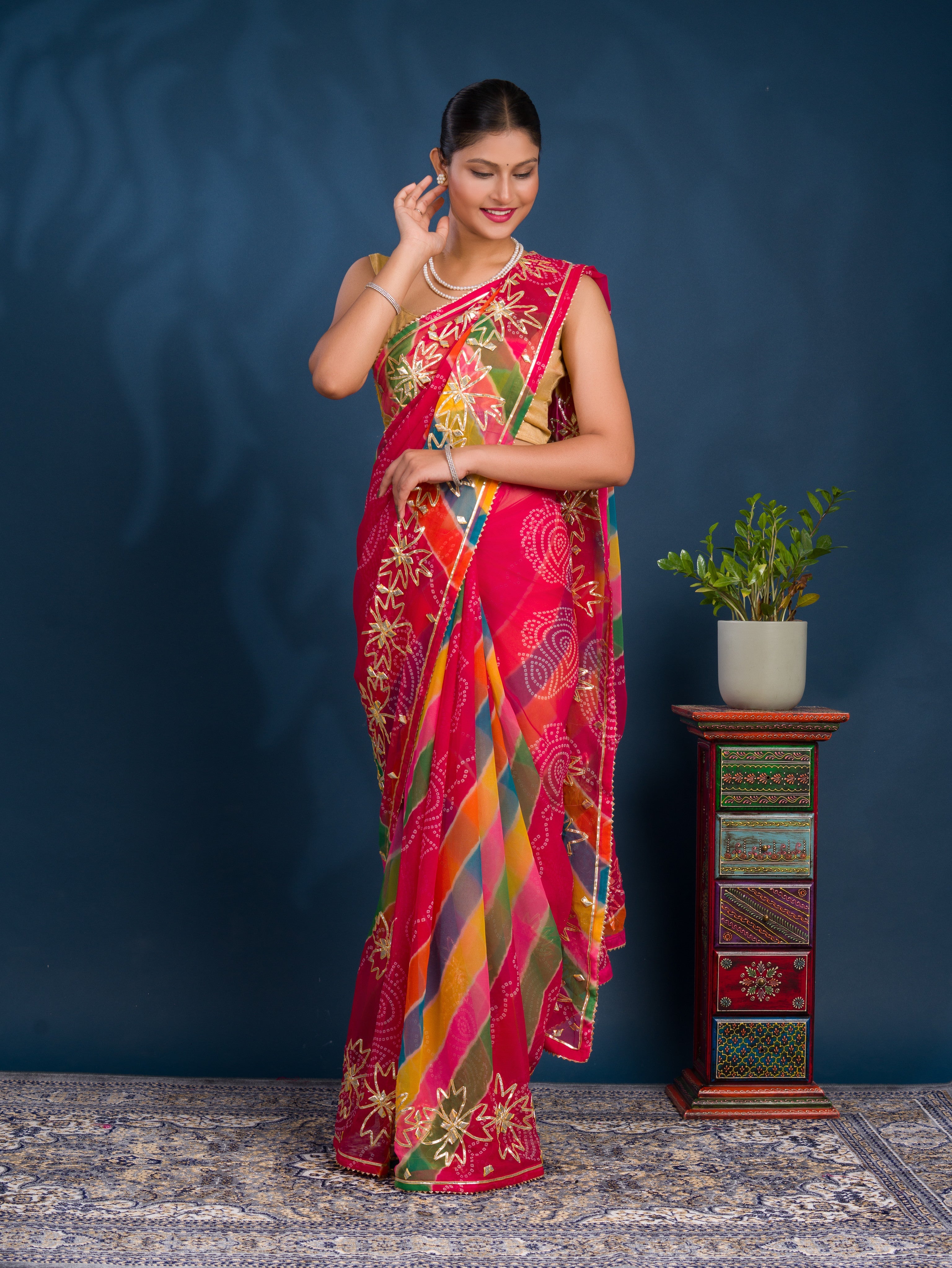 By Bandhani Saree With Festive Wear
