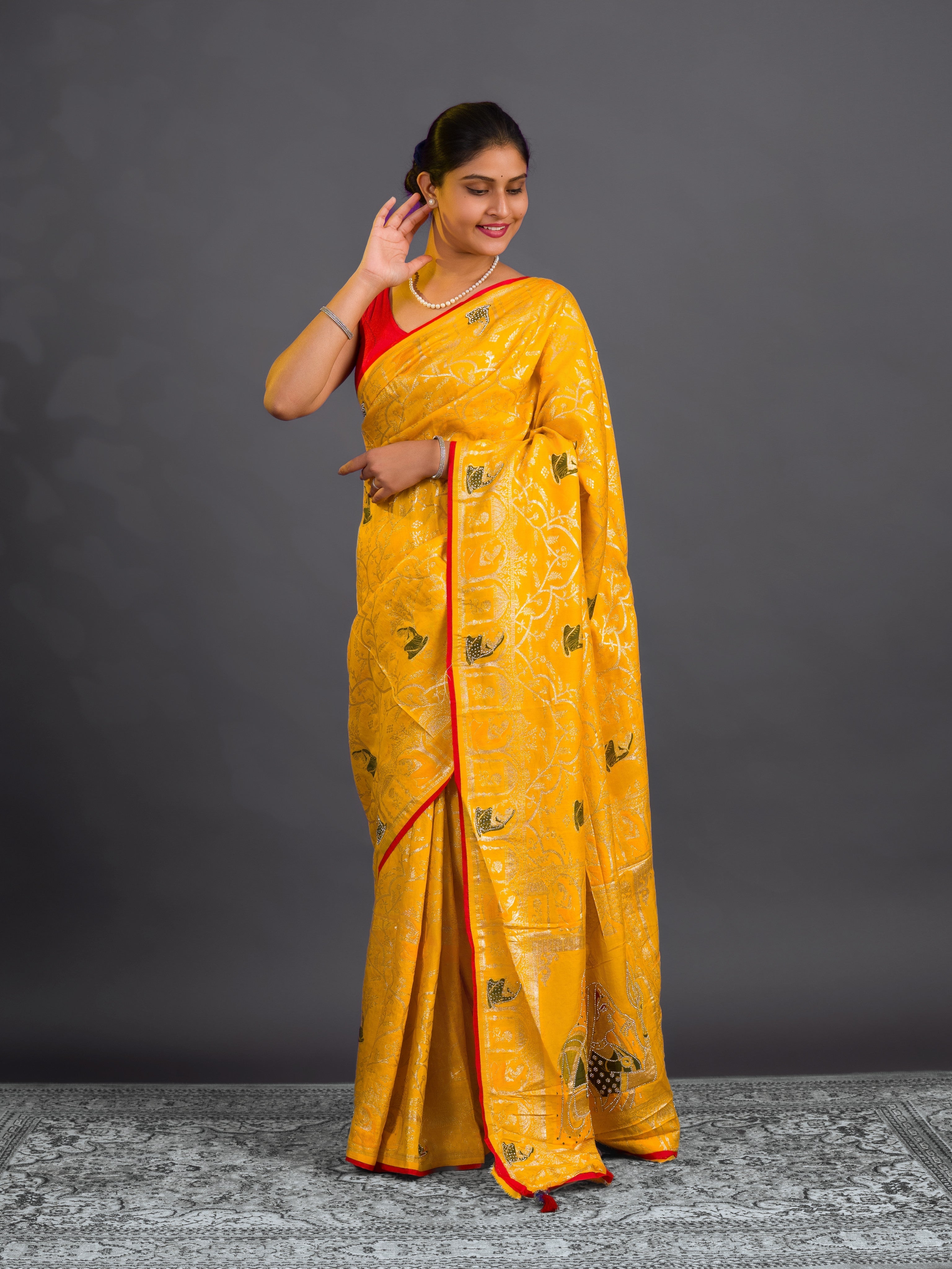 Tanmira New Elegant Dola Silk Karwachauth Saree with Shiroshki Banarasi Work PDM