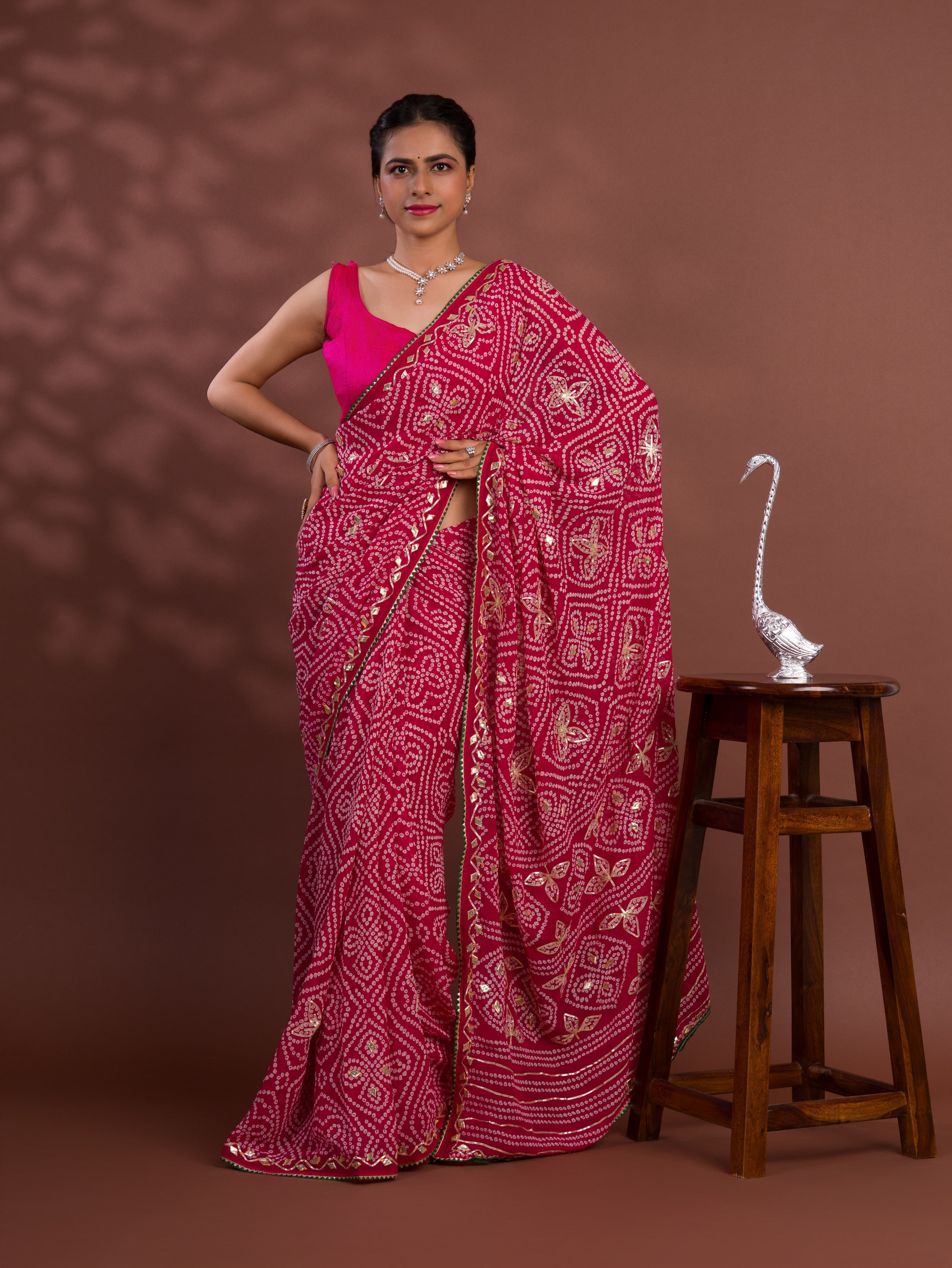 Tanmira New Latest Georgette Bandhani Style With Gotapatti Work Saree MHS