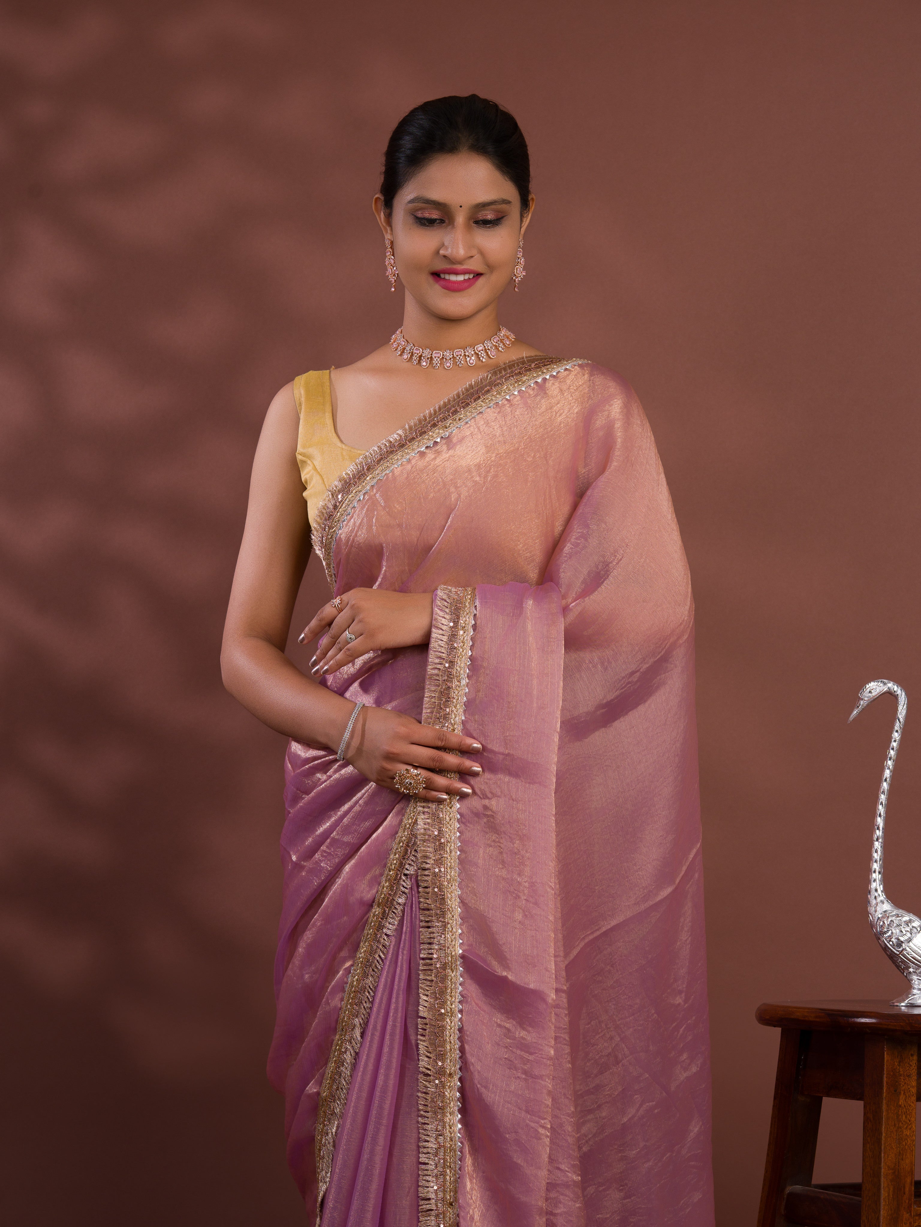 Tanmira New Chiffon Bollywood Style With Zari border Work Saree VJT