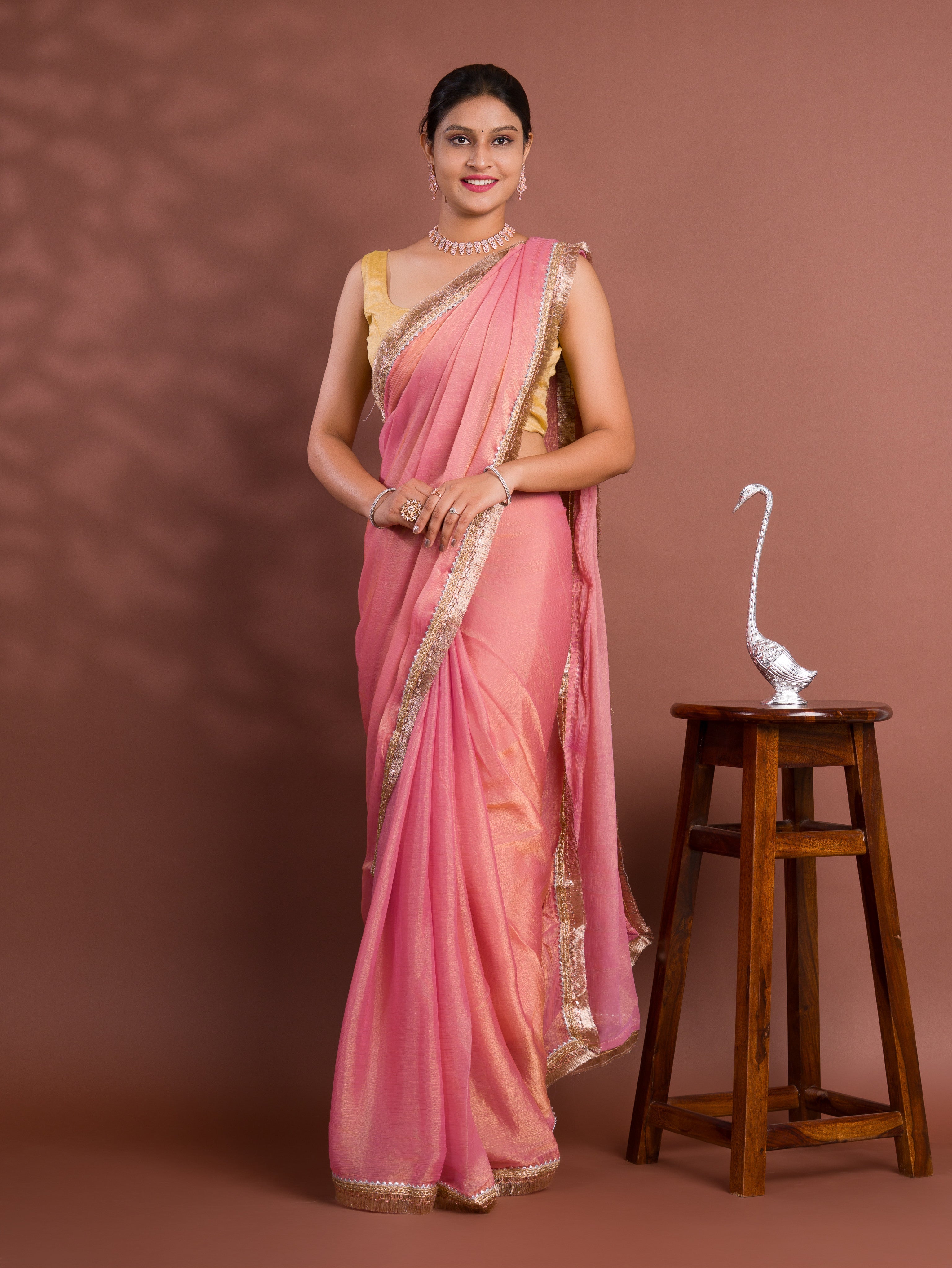 Tanmira New Chiffon Bollywood Style With Zari border Work Saree VJT