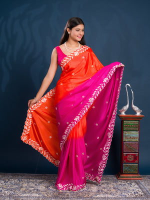 By Bollywood Style With Kashida Work Saree
