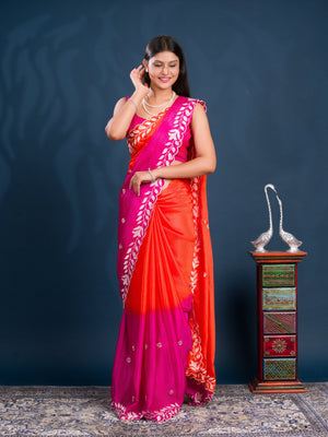 By Bollywood Style With Kashida Work Saree