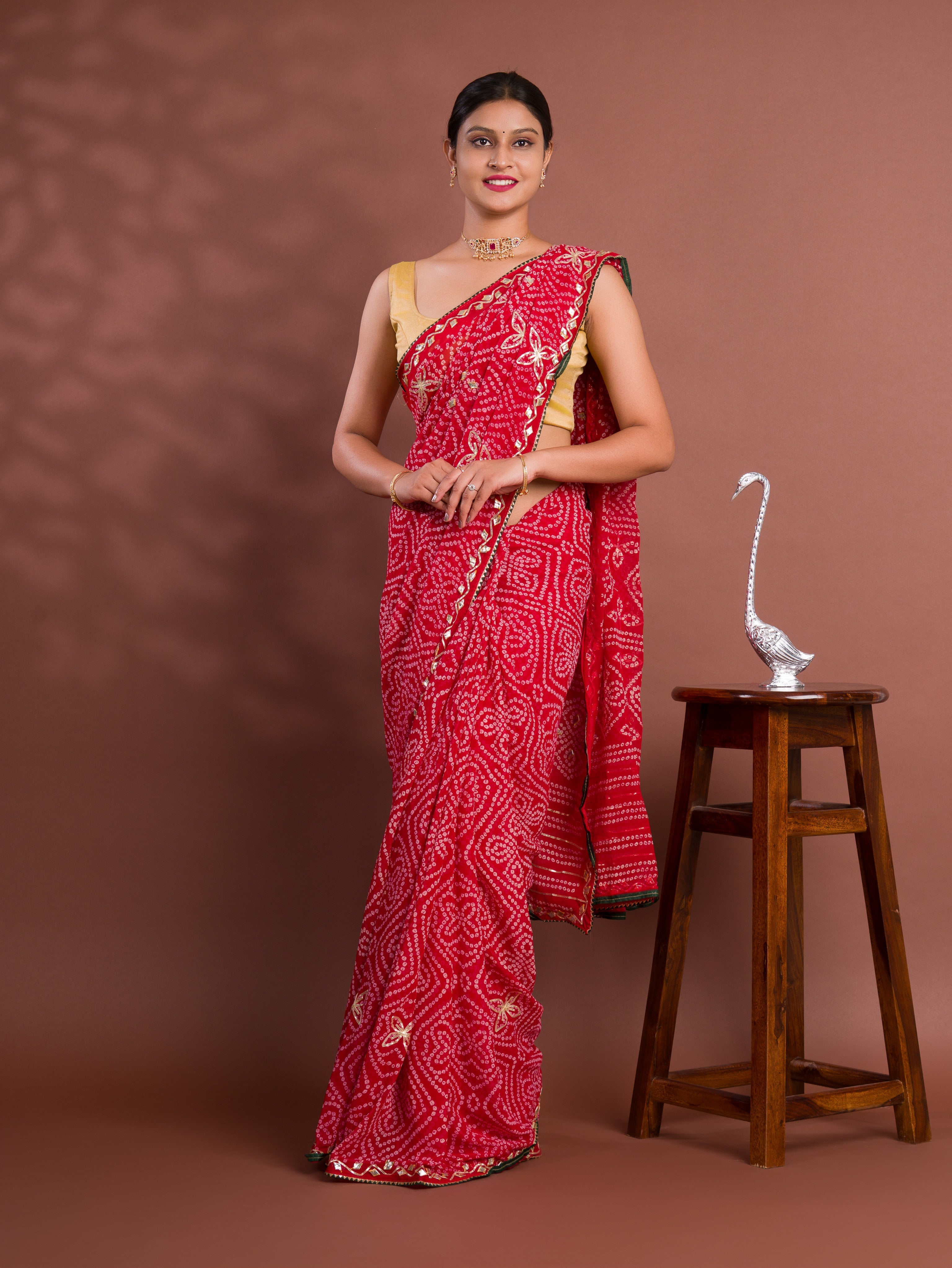 Tanmira New Beautiful Georgette Bandhani Style With Gotapatti Work Saree MHS