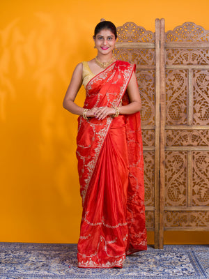 By Traditional Saree With Aari Work