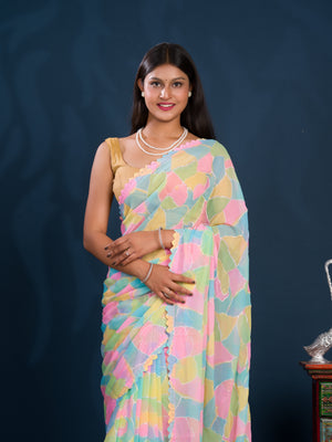 Party wear saree in multi colour under 1000