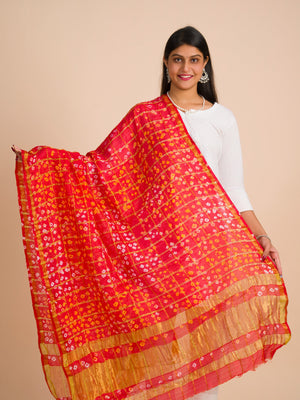 By Premium Art Silk Bandhani Ghatchola Dupatta for Traditional Look