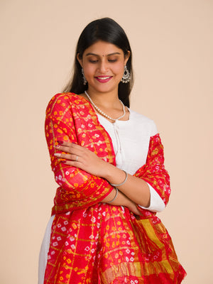 By Premium Art Silk Bandhani Ghatchola Dupatta for Traditional Look