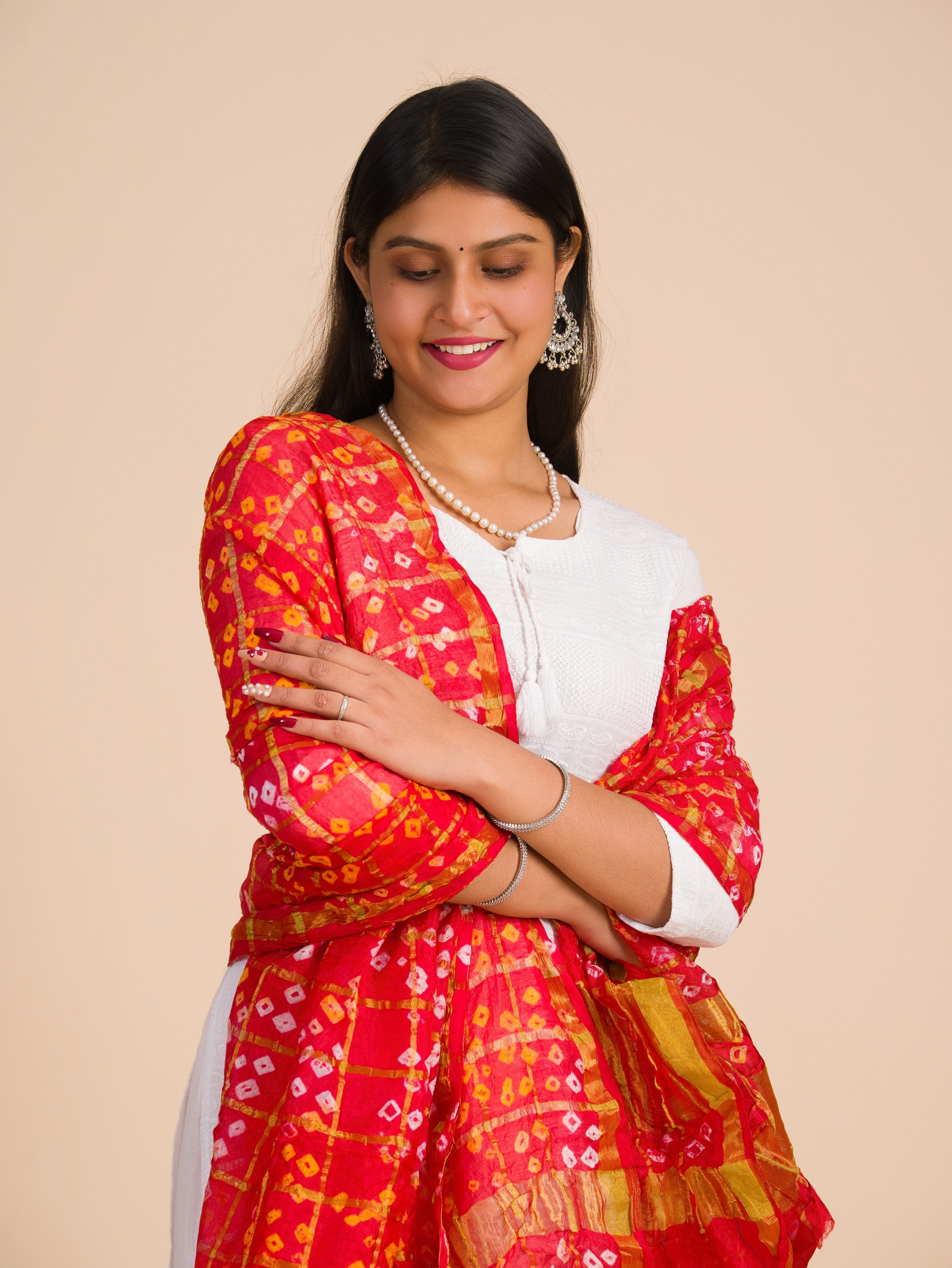 By Premium Art Silk Bandhani Ghatchola Dupatta for Traditional Look