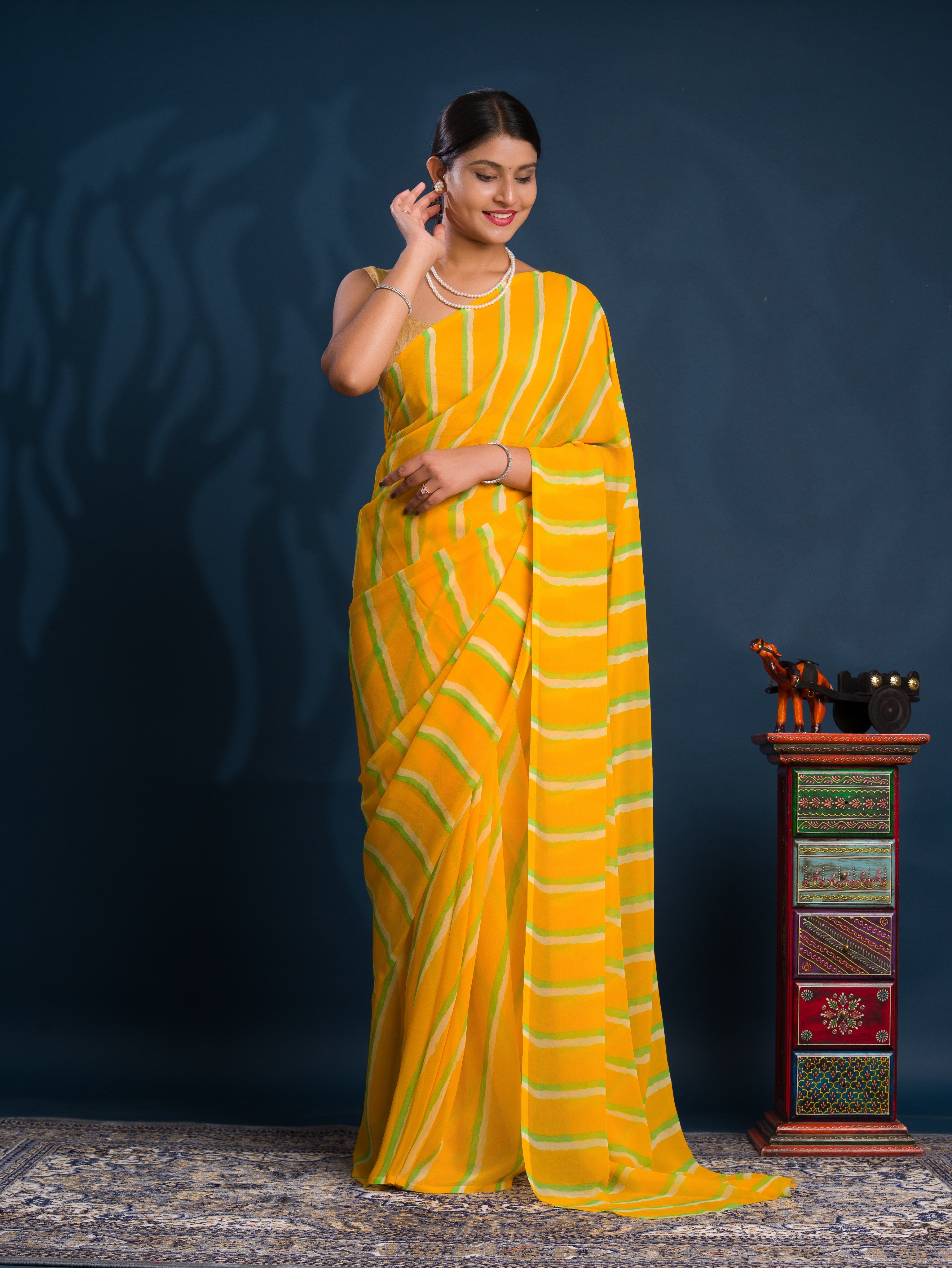 Leheriya Style Saree With Casual Wear