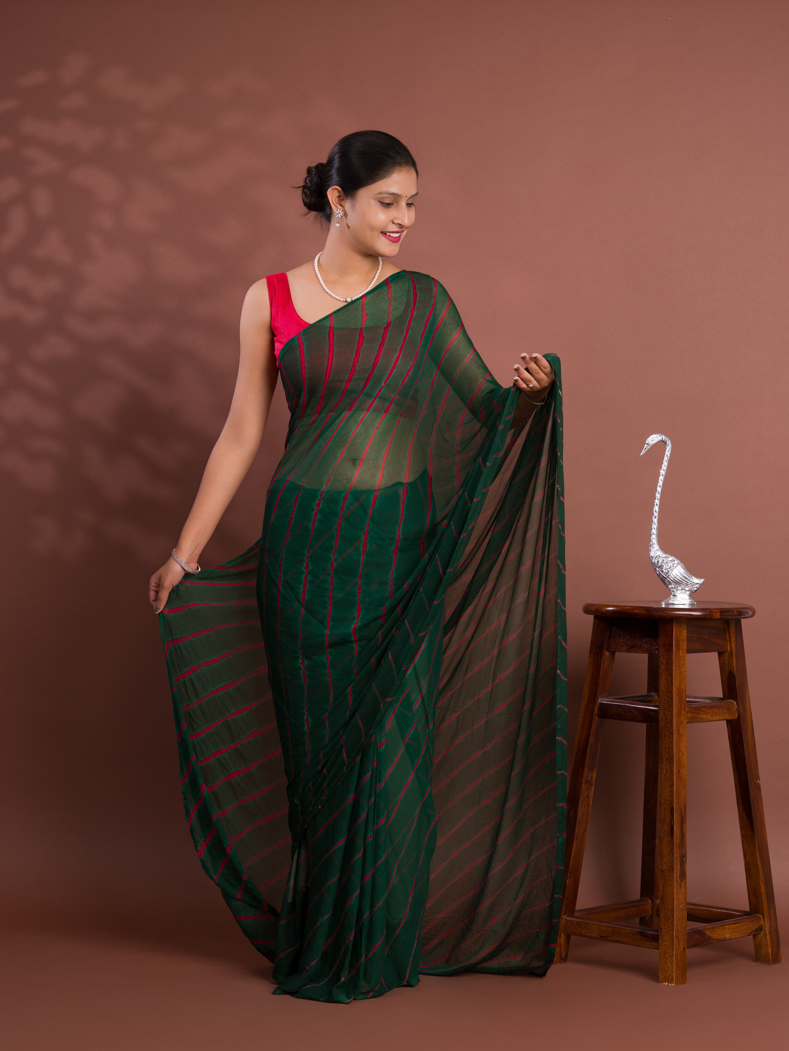 Tanmira New Spiceal Chiffon Leheriya Style With Casual Wear Saree KRN