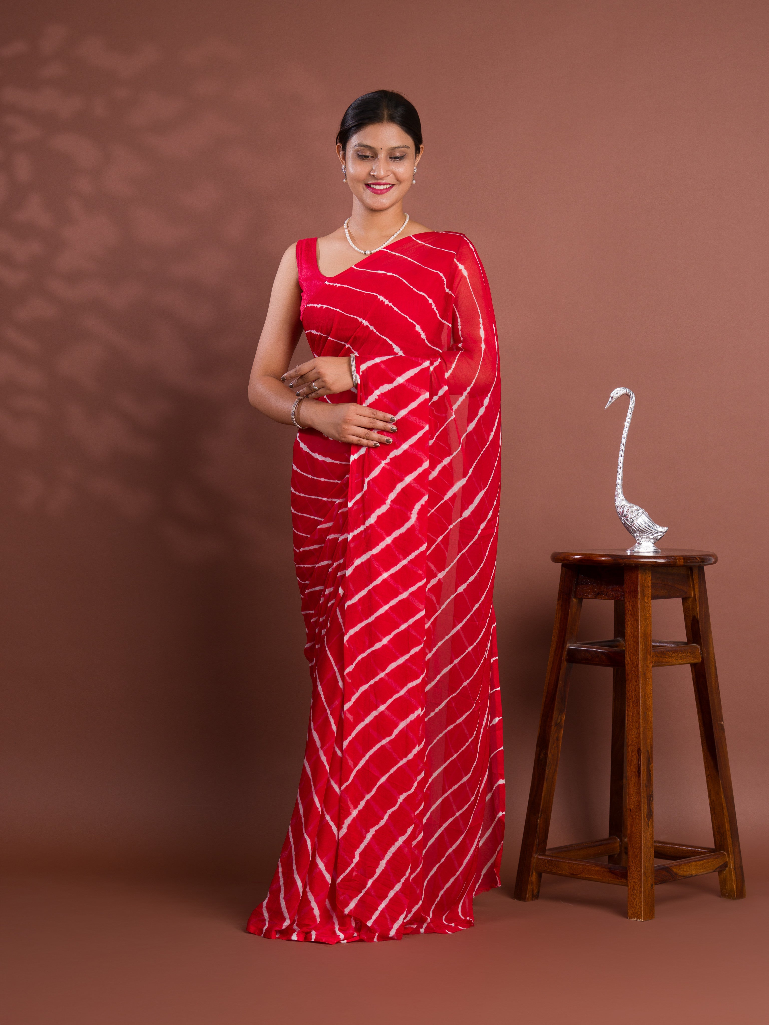 Tanmira New Beautiful Chiffon Leheriya Style With Casual Wear Saree KRN