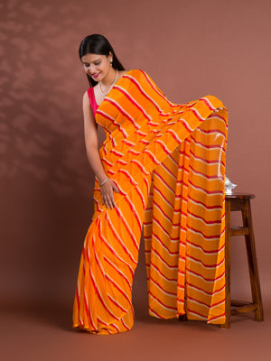 Leheriya Style Saree With Casual Wear