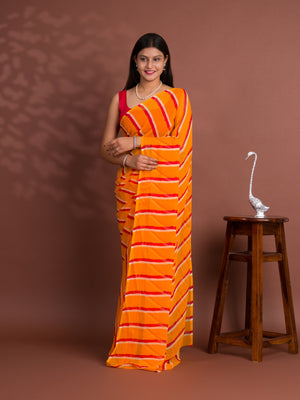 Leheriya Style Saree With Casual Wear