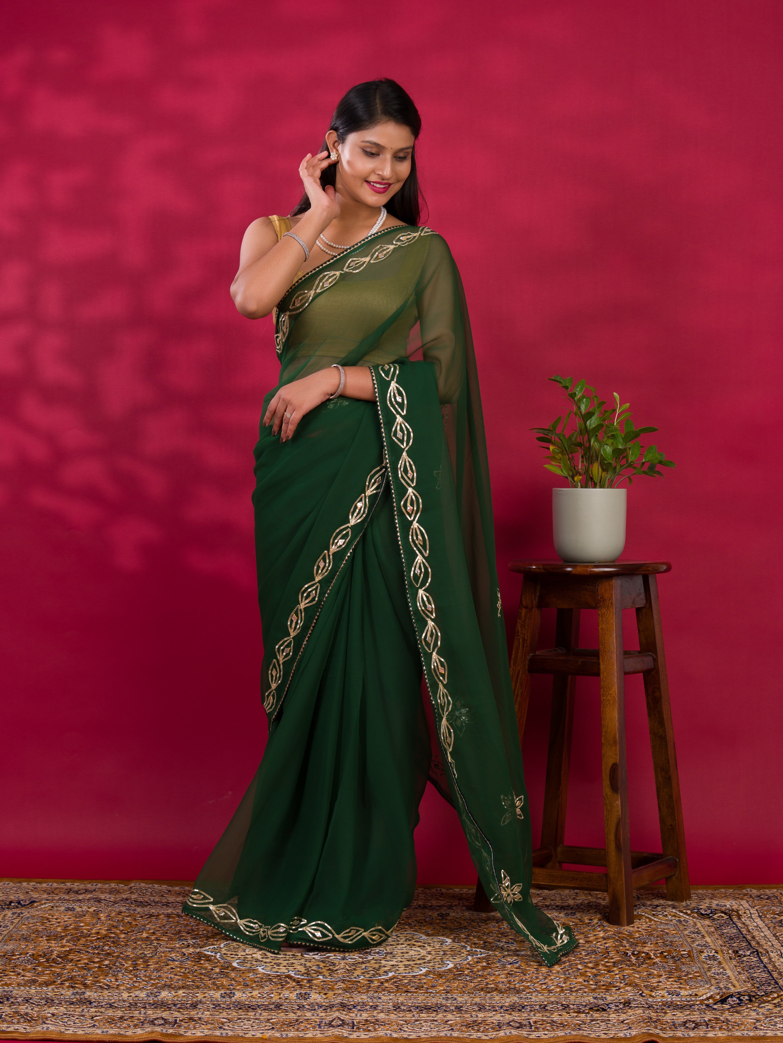 Tanmira New Chiffon Bollywood Style Gotapatti Work Saree MHS