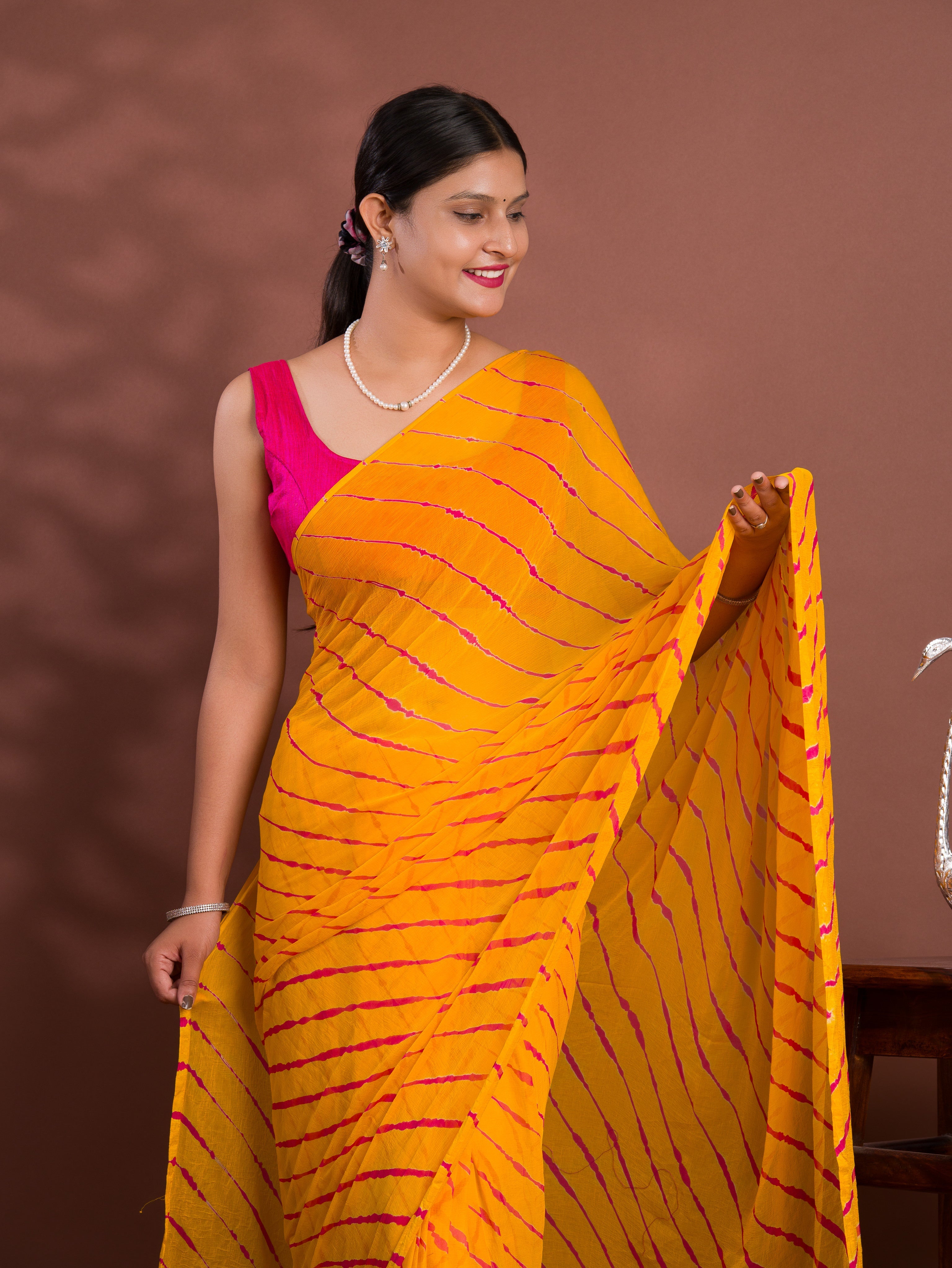 Tanmira New Launch Leheriya Style With Casual WearSaree KRN