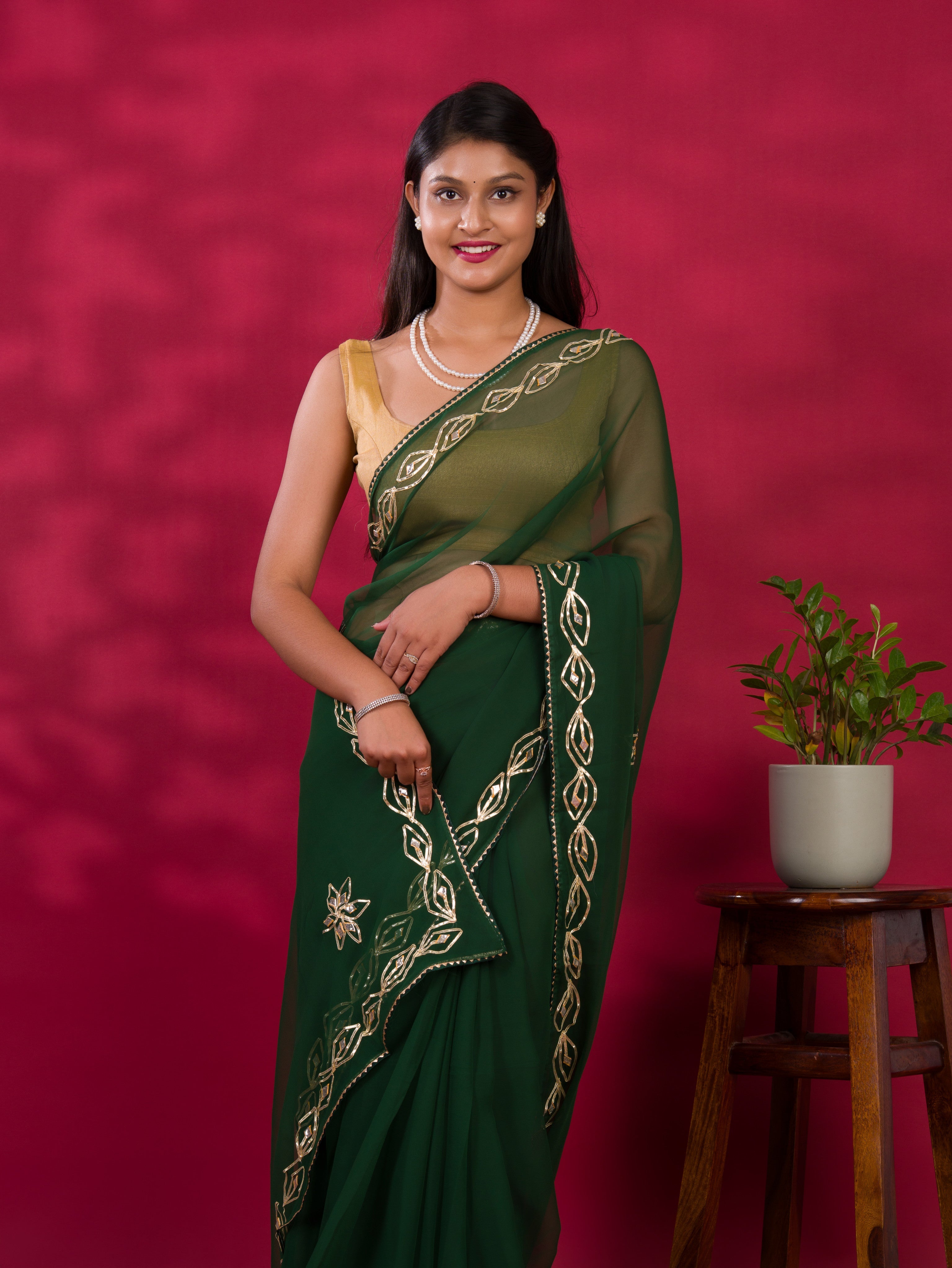 Tanmira New Chiffon Bollywood Style Gotapatti Work Saree MHS