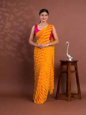 By New Chiffon Leheriya Style With Casual Wear Saree