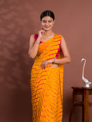 By New Chiffon Leheriya Style With Casual Wear Saree