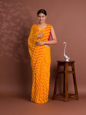 By New Chiffon Leheriya Style With Casual Wear Saree