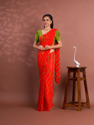 By New Chiffon Leheriya Style With Casual Wear Saree