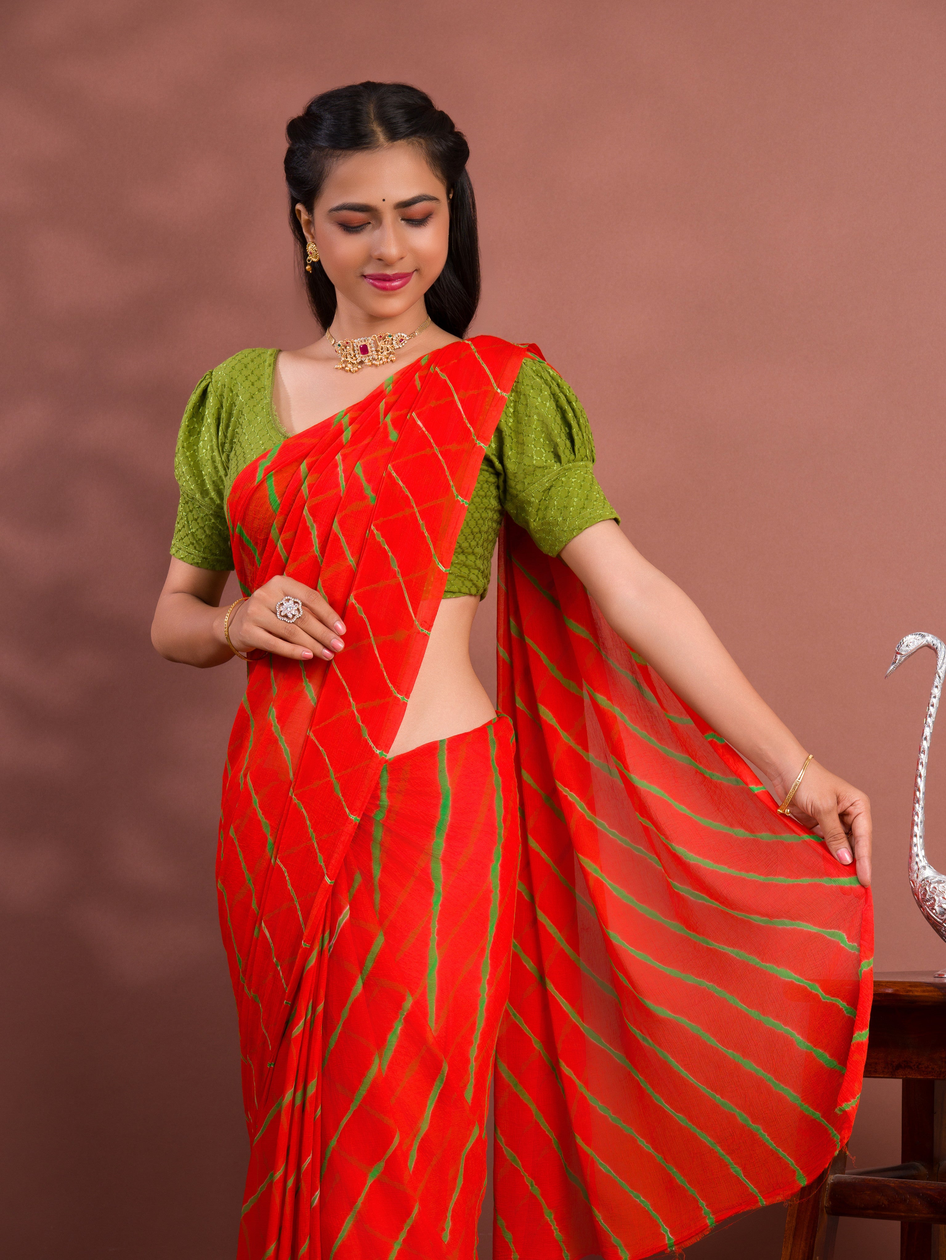 Tanmira New Launch Leheriya Style With Casual WearSaree KRN