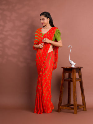 By New Chiffon Leheriya Style With Casual Wear Saree