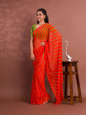 By New Chiffon Leheriya Style With Casual Wear Saree