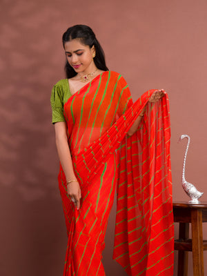 By New Chiffon Leheriya Style With Casual Wear Saree