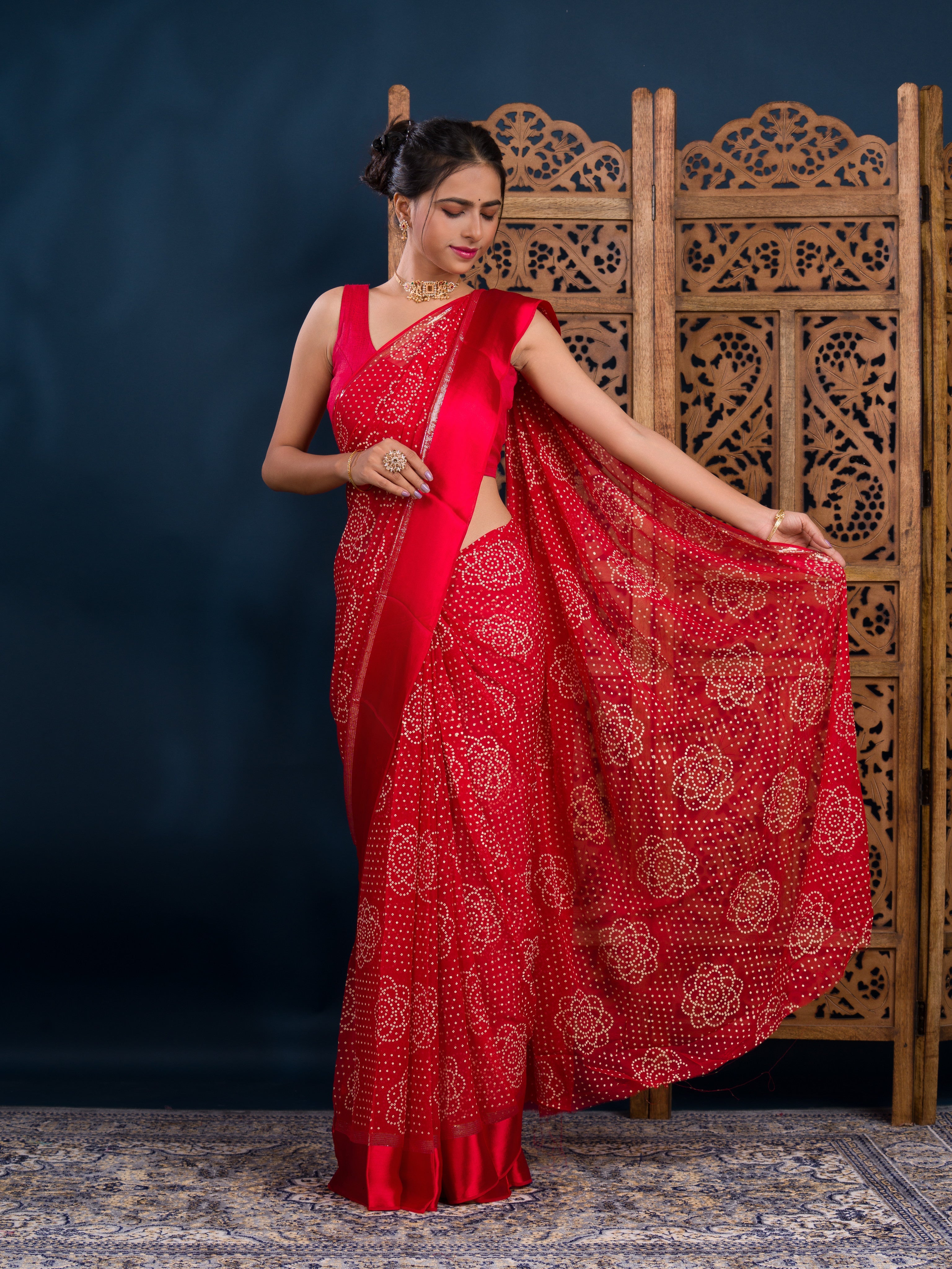 By Bandhani Saree With Casual Wear